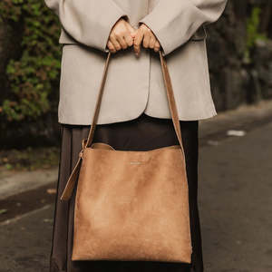 Accessories: Louenhide Honey Suedette Peyton Bag