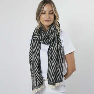 Stella Gemma: Stella + Gemma Black Diagonal Stripes Scarf