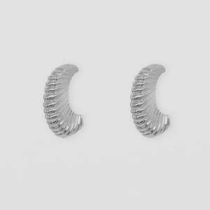 Stella Gemma: Stella + Gemma Silver Scalloped Hoop Earrings