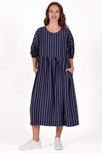 Deeanne Hobbs Linear Navy Brie Dress