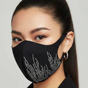 Lines Diamante Stretch Face Mask