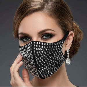 Grid Diamante Stretch Face Mask