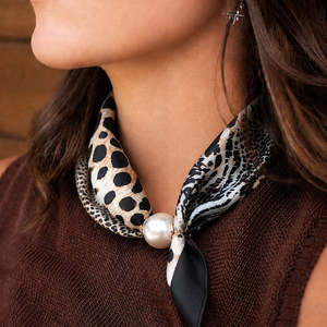 Natural Instinct Pearl Fasten Neck Tie Scarf