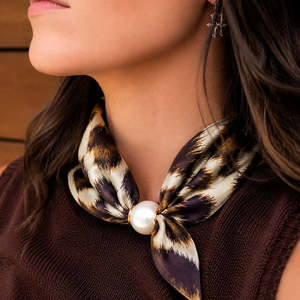 Desert Fawn Pearl Fasten Neck Tie Scarf