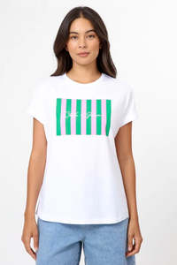 Tops: Stella + Gemma Picnic Stripes Pink & Green Soho Cuff Tee