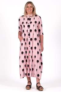 Skirts Dresses: Deeanne Hobbs Pink Smudge Spots French Me Dress