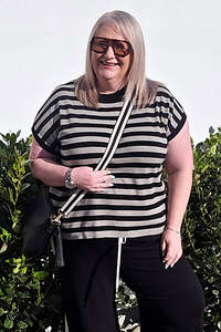 Stella + Gemma Sage & Black Striped Gwen Knit Tee