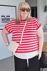 Stella + Gemma Pink & Red Striped Gwen Knit Tee