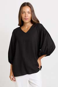 Betty Basics Black Bella Blouse