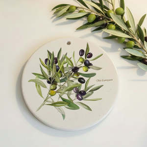 Olive Ceramic Trivet or Wall Plaque