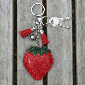 Diamante Strawberry Keyring
