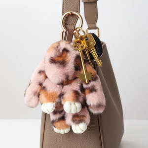 Pink Leopard Bunny Keyring
