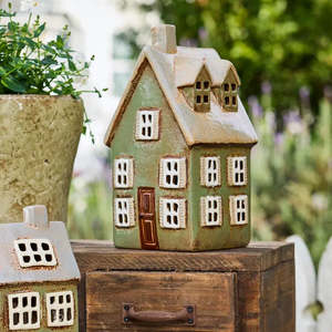 Home Decor: French Country Devon Tea Light Cottage Tall – Sage Green