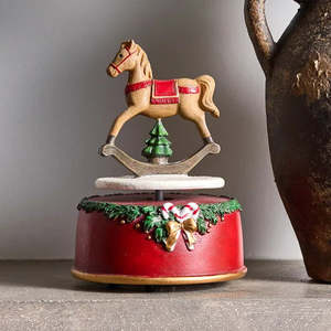 French Country Rocking Horse Christmas Music Box