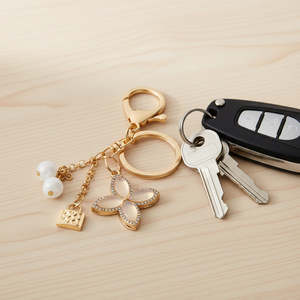 Accessories: Stella + Gemma Gold Flower Heart Locket Keychain