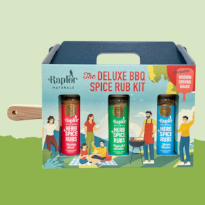 Giftboxes: NEW Deluxe BBQ Spice Rub Kit + Wooden Serving Board