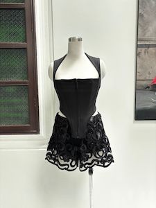 HAS Corset & Black Lace Shorts