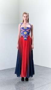 Skirts: 2.1 RED Pleated Gradient Dyed Skirt