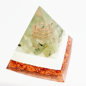 Products: Triple Layer 'Sudan' Orgonite Pyramid (Prehnite) - Raw. Orgonite, EMF Protection, Yoga & Wellbeing