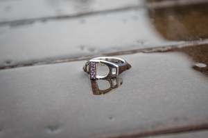 Ring: Stirrup Ring - Sterling Silver - Pink Sapphires