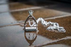 Pendant: Stirrup Pendant - Sterling Silver - Large - Aquamarines