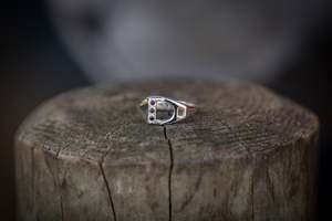 Ring: Stirrup Ring - Sterling Silver - Garnets