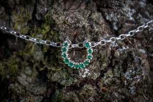 Pendant: Horse Shoe Bubble Pendant - Emeralds
