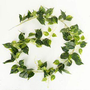 Artificial variegated Pothos single strand vine for pillars, posts and metal framework