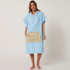 O&E DAYDREAM HOODED PONCHO - PALE BLUE
