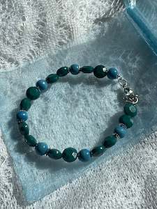 Beaded bracelet | Green & blue