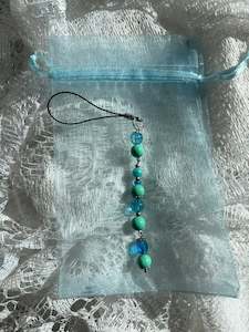 Phone Charms: Beaded phone charm | Blue