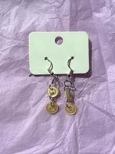 Button dangly earrings | Yellow