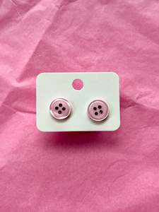Earrings: Button stud earrings | Pink