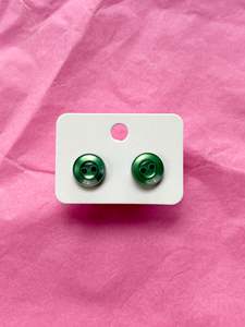 Earrings: Button stud earrings | Green