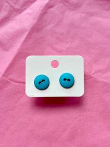 Earrings: Button stud earrings | Blue