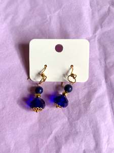 Gold beaded earrings | Blue