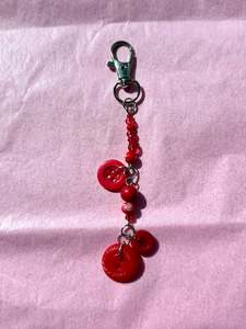 Keychains Bag Charms: Upcycled button keychain | Red