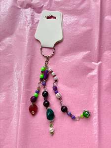 Large beaded keychain | Purple