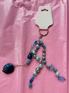 Keychains Bag Charms: Blue beaded keychain | Large