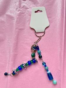 Keychains Bag Charms: Blue beaded keychain | Medium