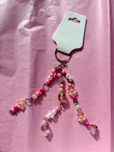 Keychains Bag Charms: Pink beaded keychain | Large