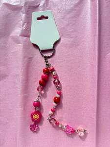 Keychains Bag Charms: Pink beaded keychain | Medium