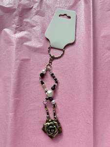 Black beaded keychain | Medium