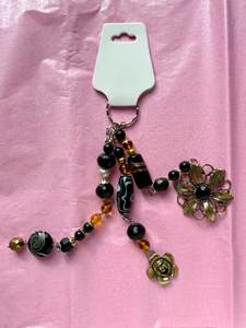 Black beaded keychain | Large