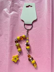 Yellow beaded keychain | Medium
