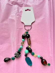 Keychains Bag Charms: Green beaded keychain | Large