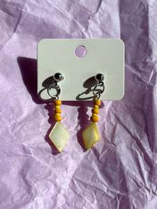 Stud Earrings: Beaded stud earrings | Yellow