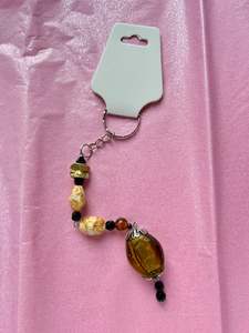 Brown beaded keychain | Small