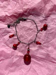 Jewellery: Red Rose Upcycled Charm Bracelet