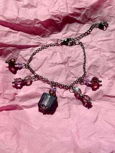 Purple Pansy Upcycled Charm Bracelet